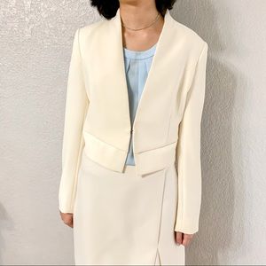 White House Black Market beige skirt suit